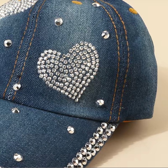 Rhinestone Decor Denim Baseball Cap For Men,Women,Couples - Picture 4 of 5